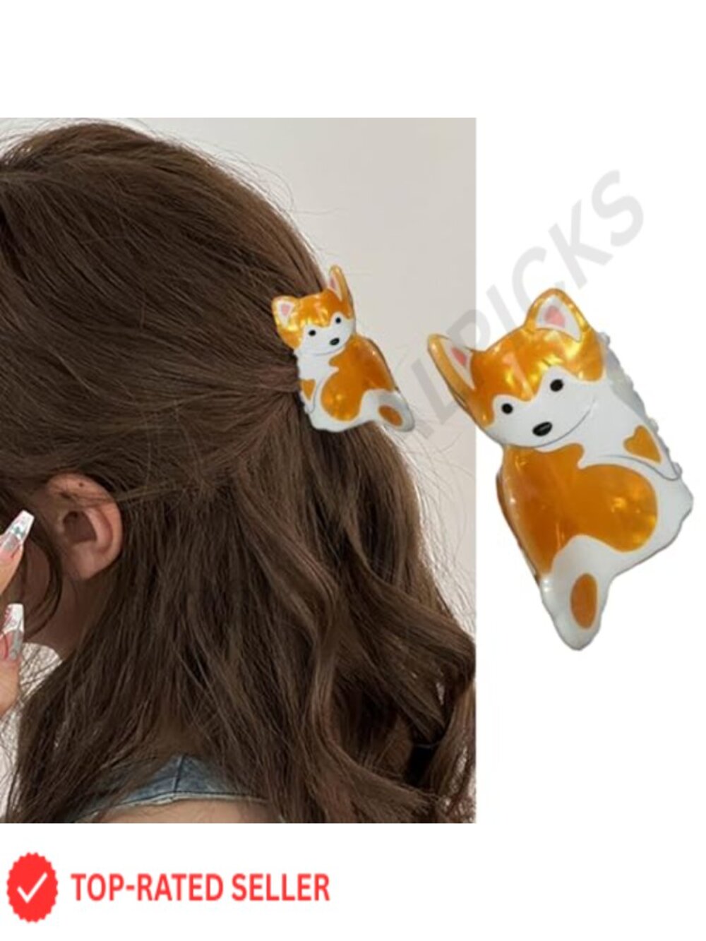 Rhinestone Dog Hair Claw Clip Autumn Animal Design Large Clamp for Thin Hair